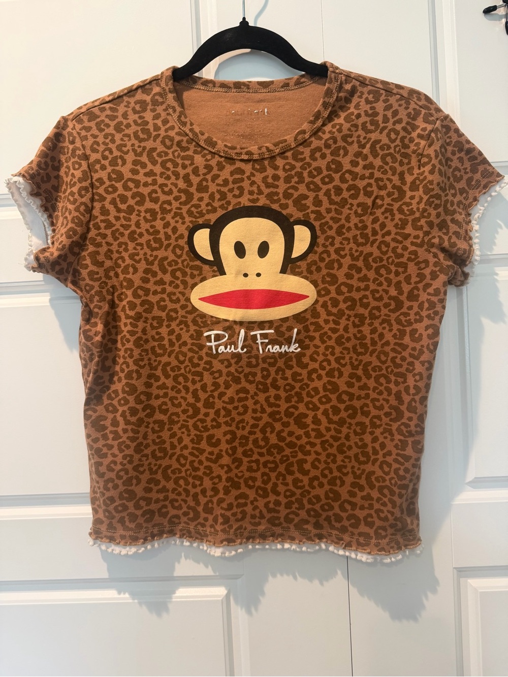 Vintage Y2K Paul Frank Leopard Print Boxy T-Shirt Monkey Womens Size X-Large